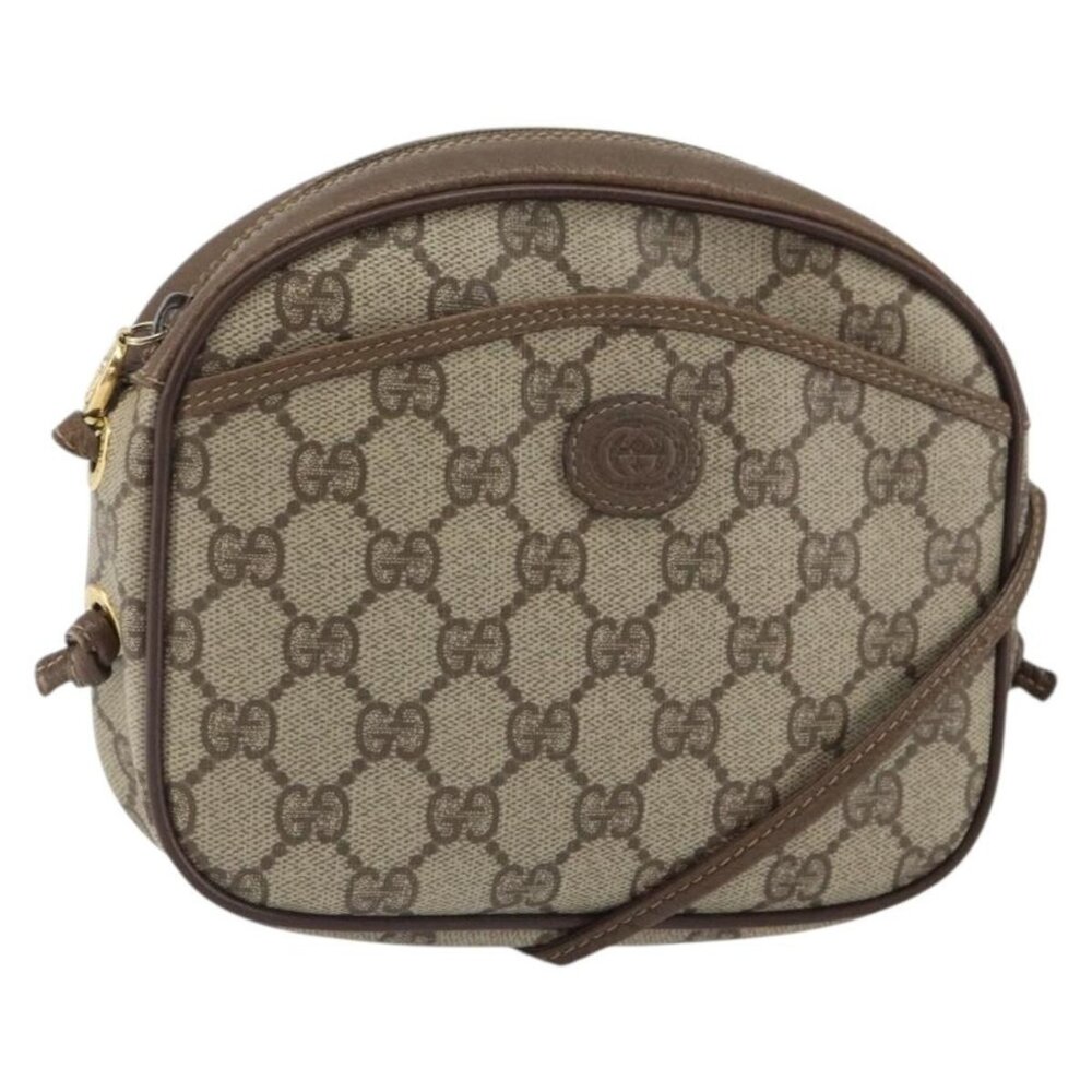 Authentic GUCCI GG Supreme Shoulder Bag PVC Beige Gold 116 02 606